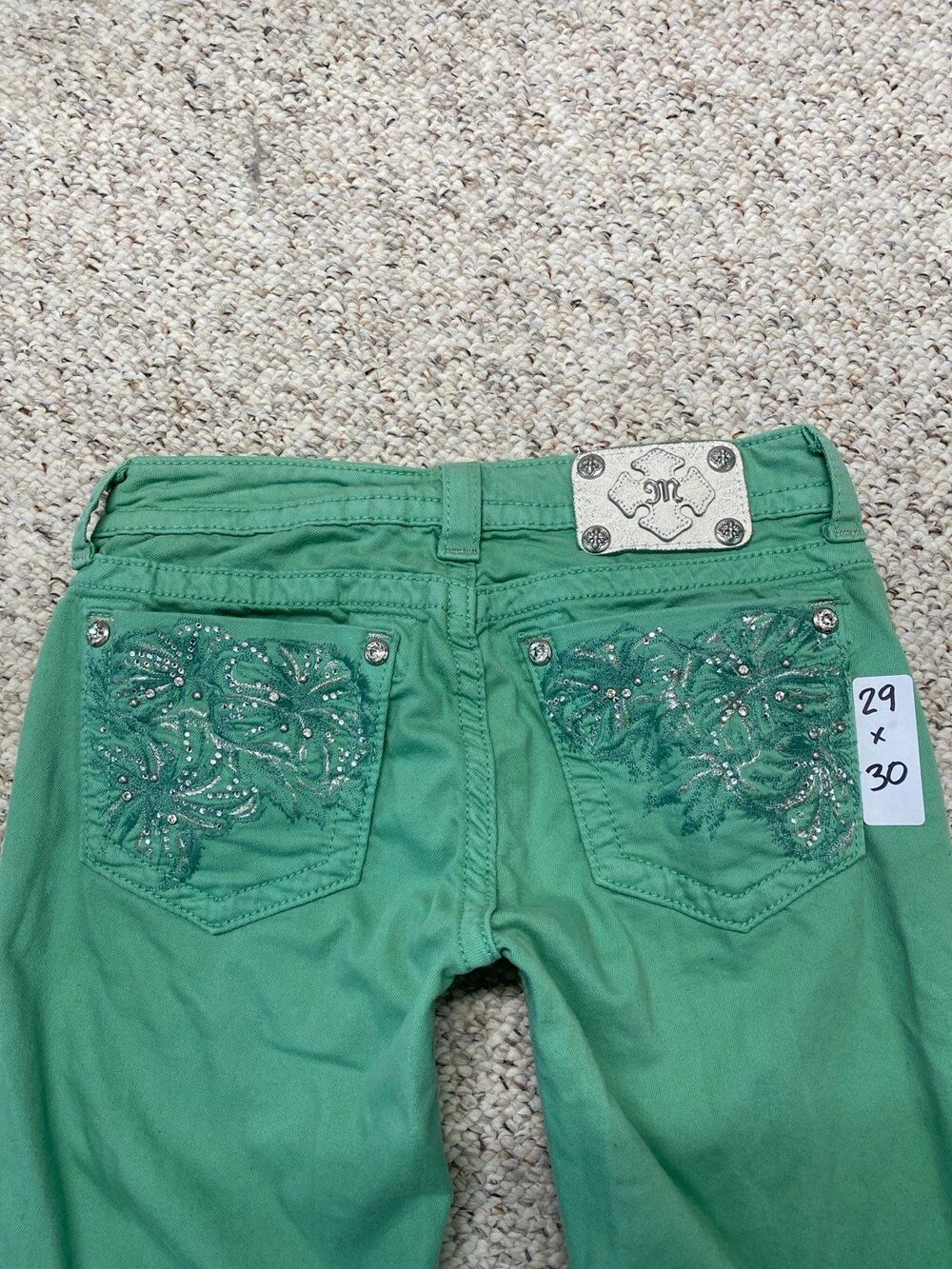 Miss Me Low Rise Embellished In Peppermint Size 28 Skinny Bling Jeans/Pants